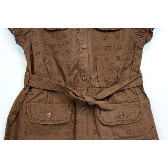 NEW 2007 Gymboree Island Getaway Eyelet Lace Shirt Dress sz 7 Belt Pockets Butto - Picture 3 of 9